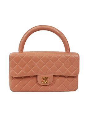 Chanel Quilted Lambskin Pink Beige Handbag Gold